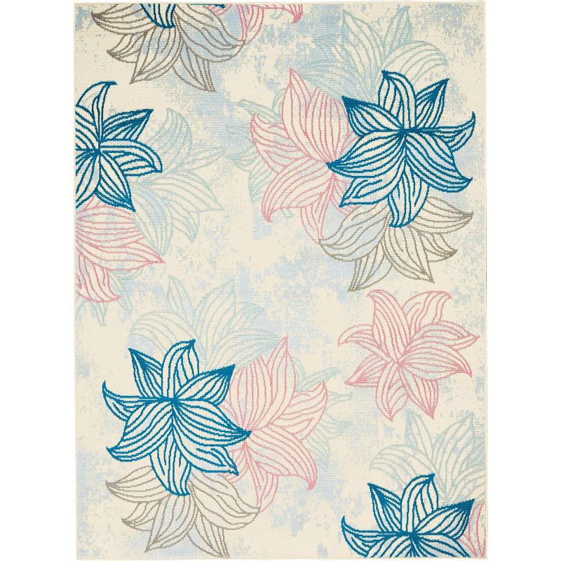 6'x9' Rectangle Loomed Floral Area Rug Off-White - Nourison