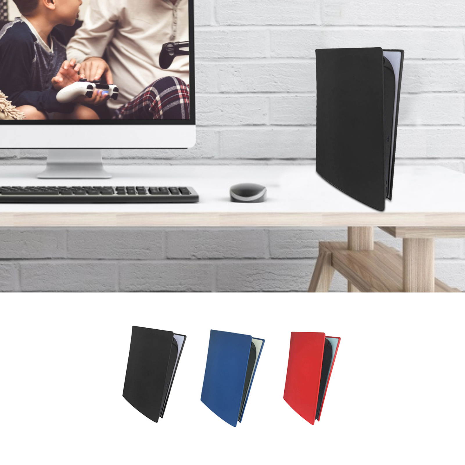 PS5 Console Cover Shell,  PS5 Skin Faceplate Replacement Plates, ABS Anti-Scratch Dustproof Protective Skins Gaming Accessories for Sony Playstation 5 Game Console Digital Edition &ndash;Black