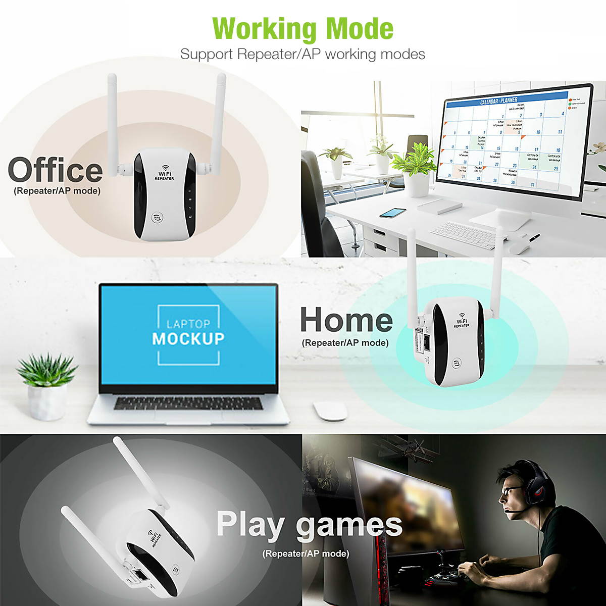 300Mbps WiFi Range Extender Wireless Signal Booster Repeater Amplifier