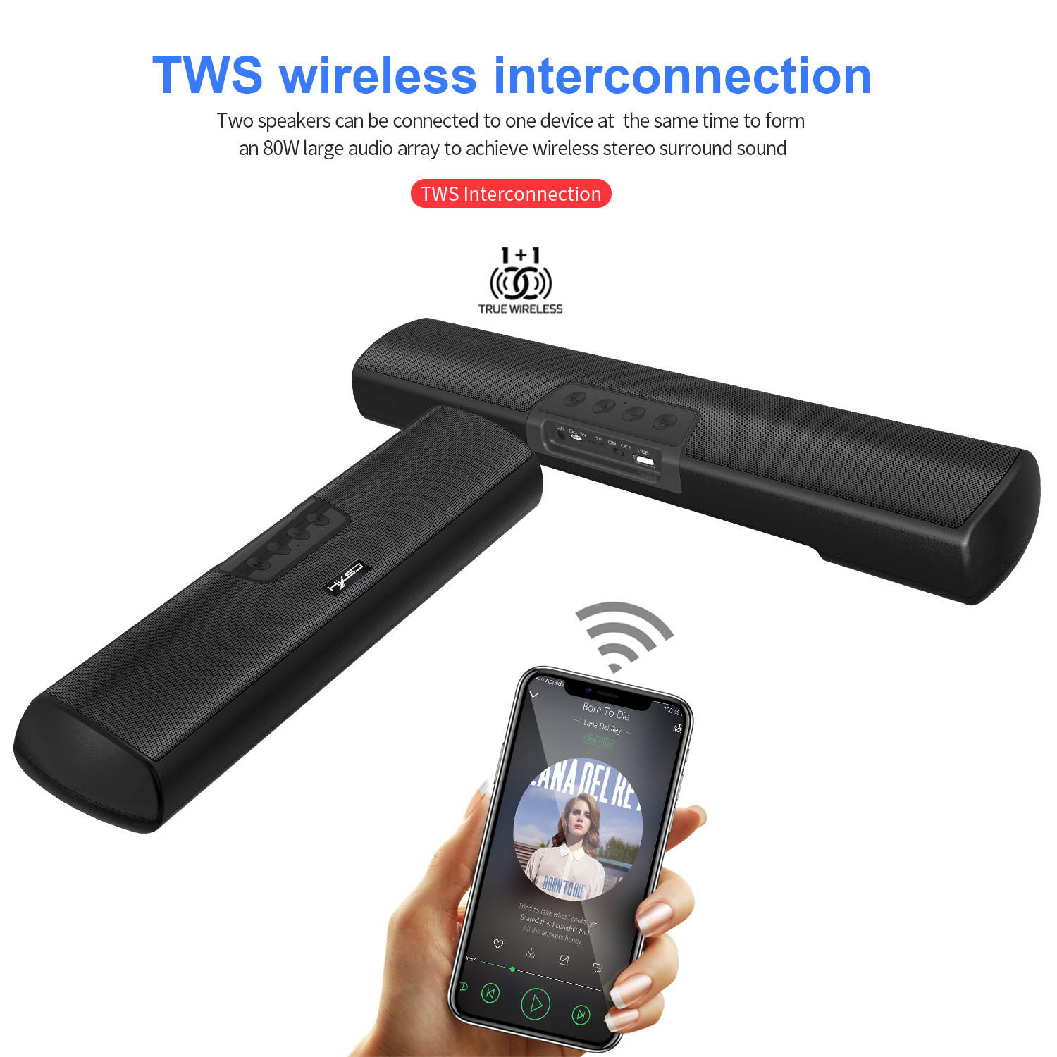 HXSJ Q3 Bluetooth Speaker with 20W Audio, Extended Bass and Treble, TWS Wireless Portable Speaker TF card can be inserted