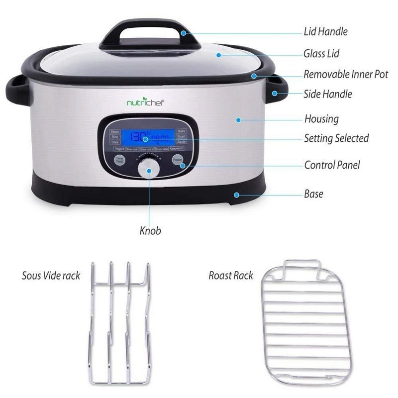 Crock-Pot SCCPVMC63SJ Multi Function Large 6 Quart Capacity 3-in-1 Home Food Cooker Convenient Kitchen Appliance, Stainless Steel