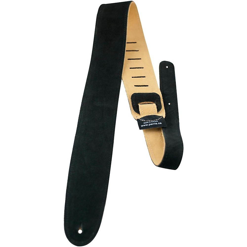 Perri's 2-1/2" Suede Leather Guitar Strap Black