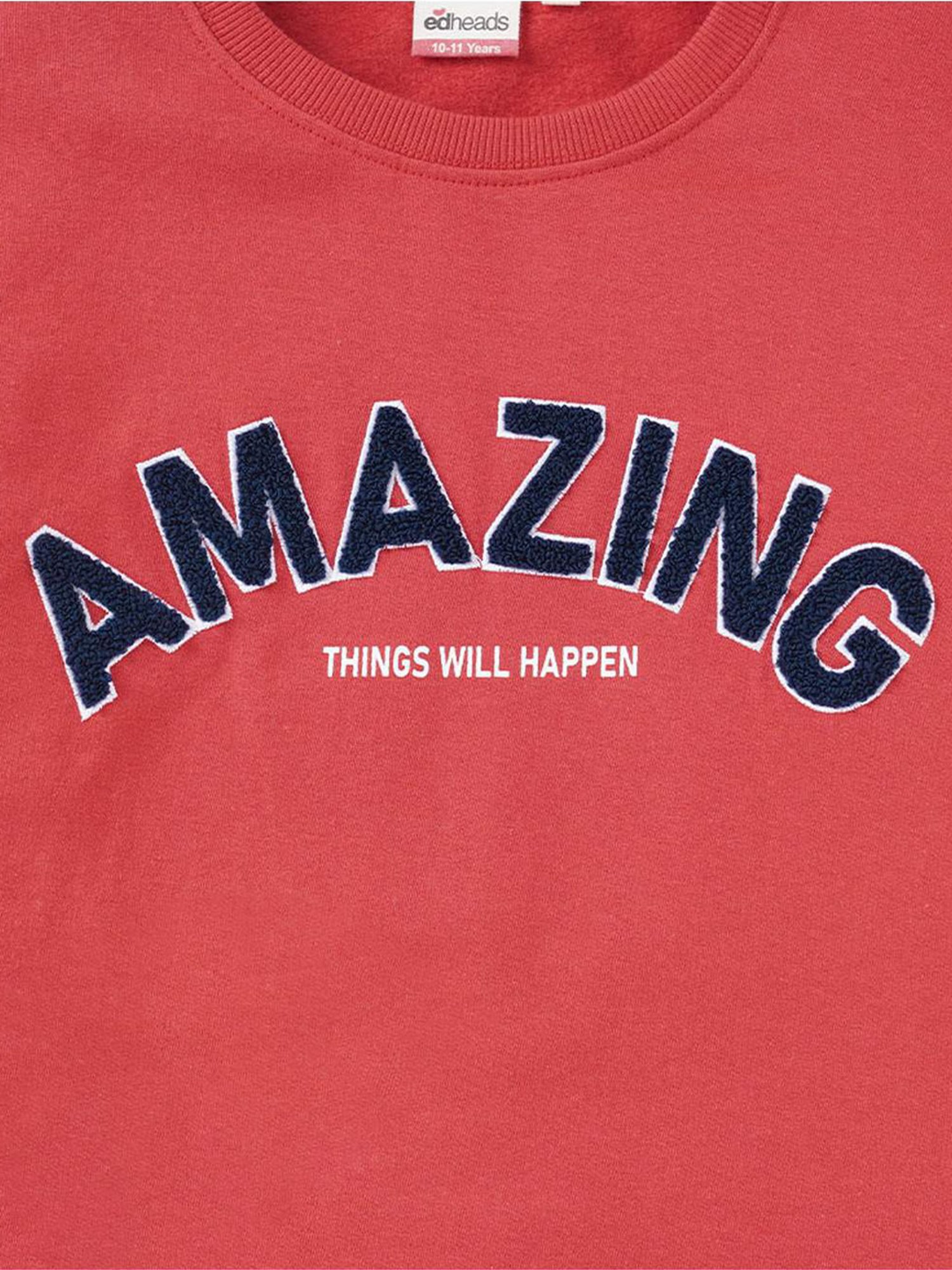 Edheads Kids Red Cotton Applique Full Sleeves Sweatshirt