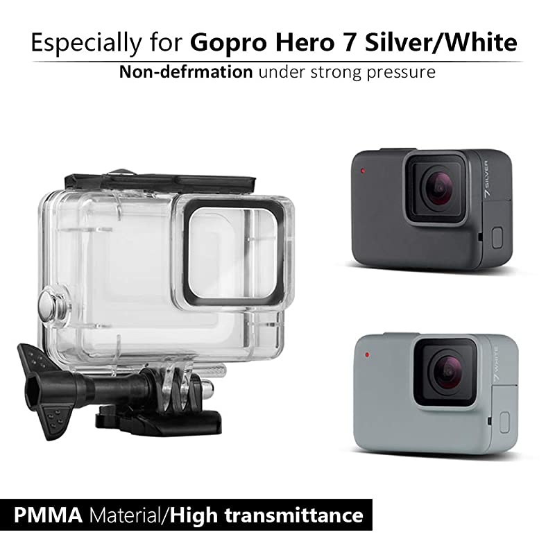 Waterproof Housing Shell for GoPro HERO7 WhiteSilver Diving Protective Housing Case 45m with Anti Fog and Bracket Accessories for Go Pro Hero 7 WhiteSilver Action Camera