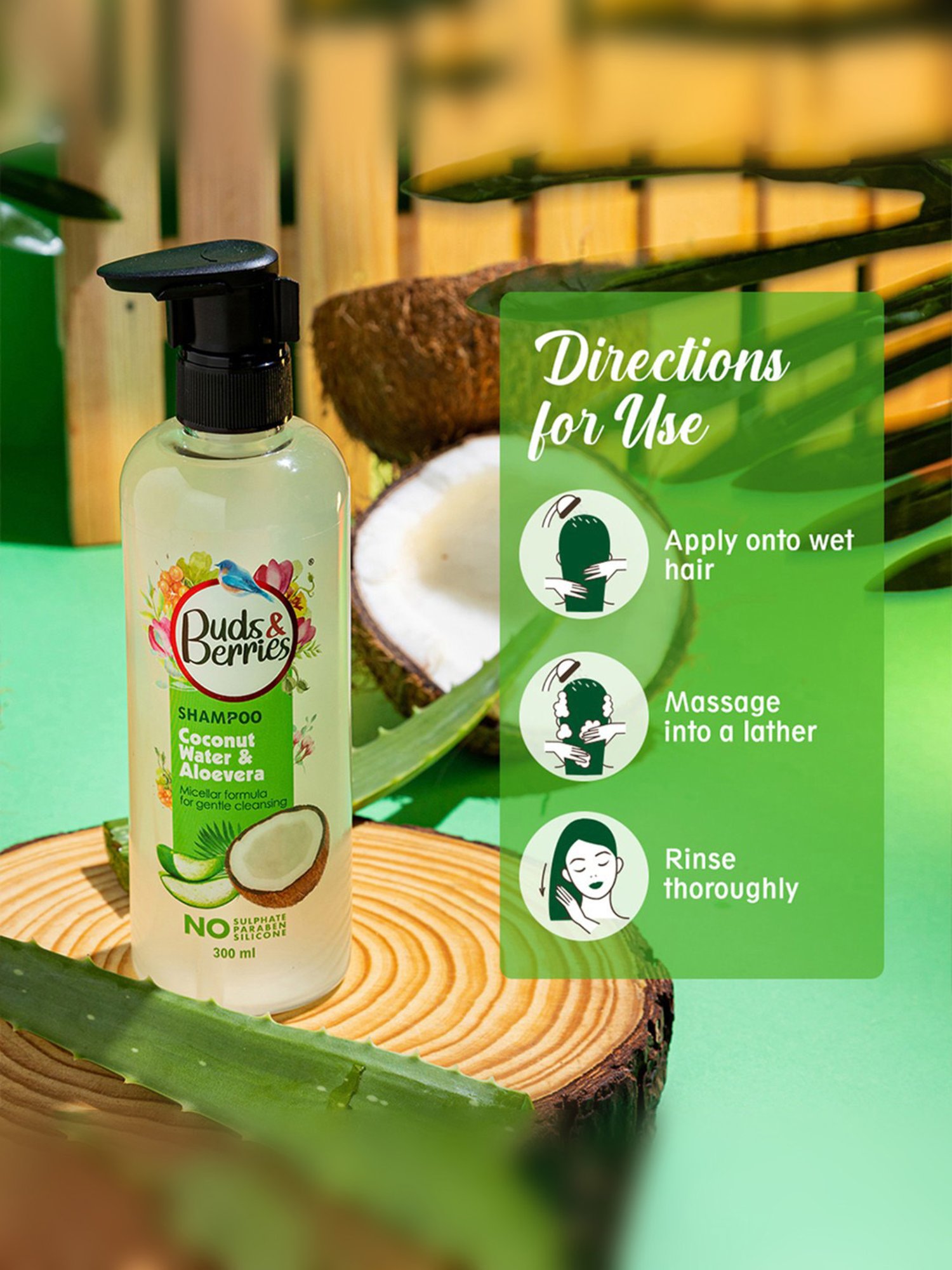 Buds & Berries Coconut Water & Aloe Vera Shampoo - 300 ml