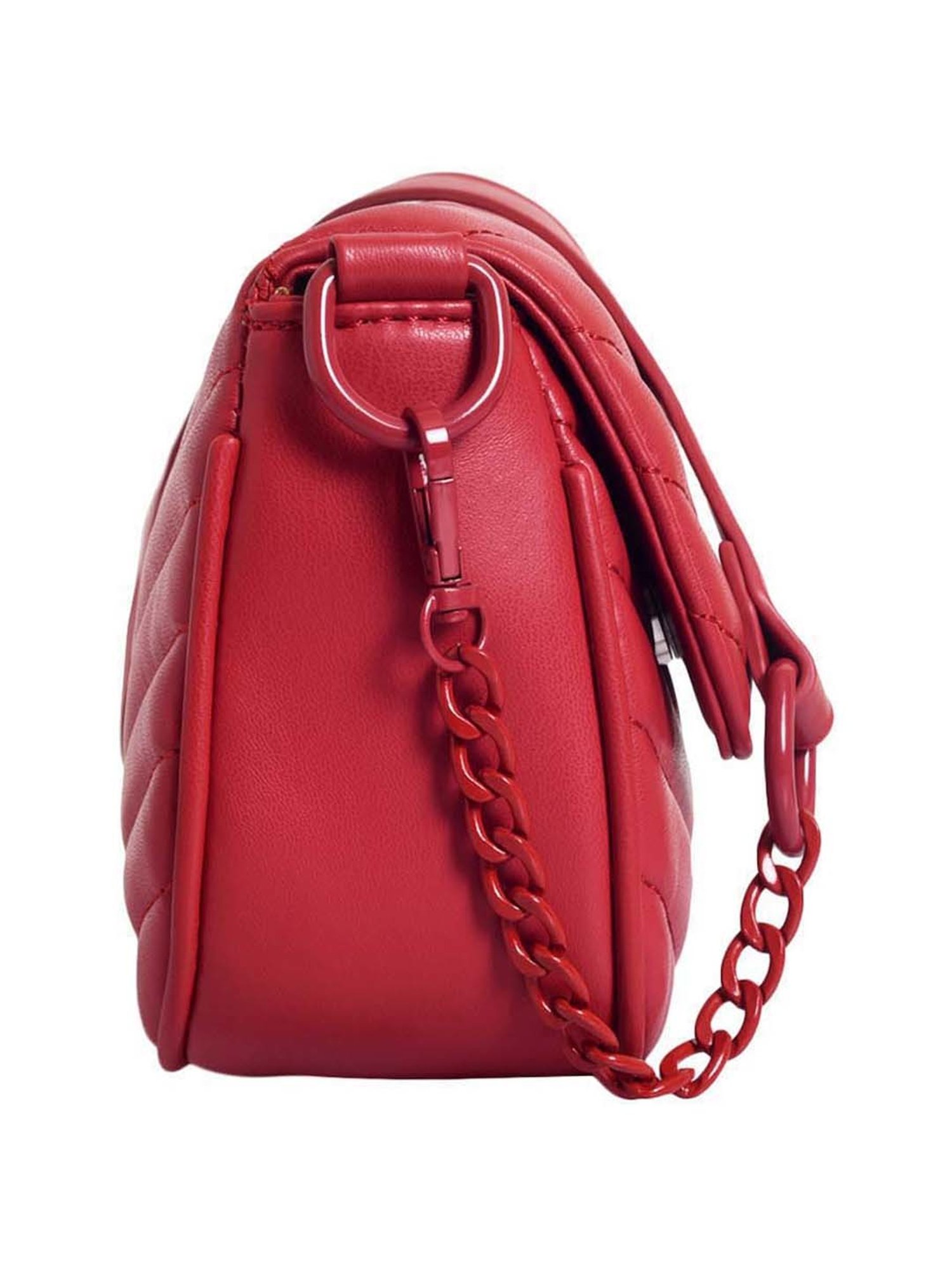 Lino Perros Red Quilted Medium Sling Handbag