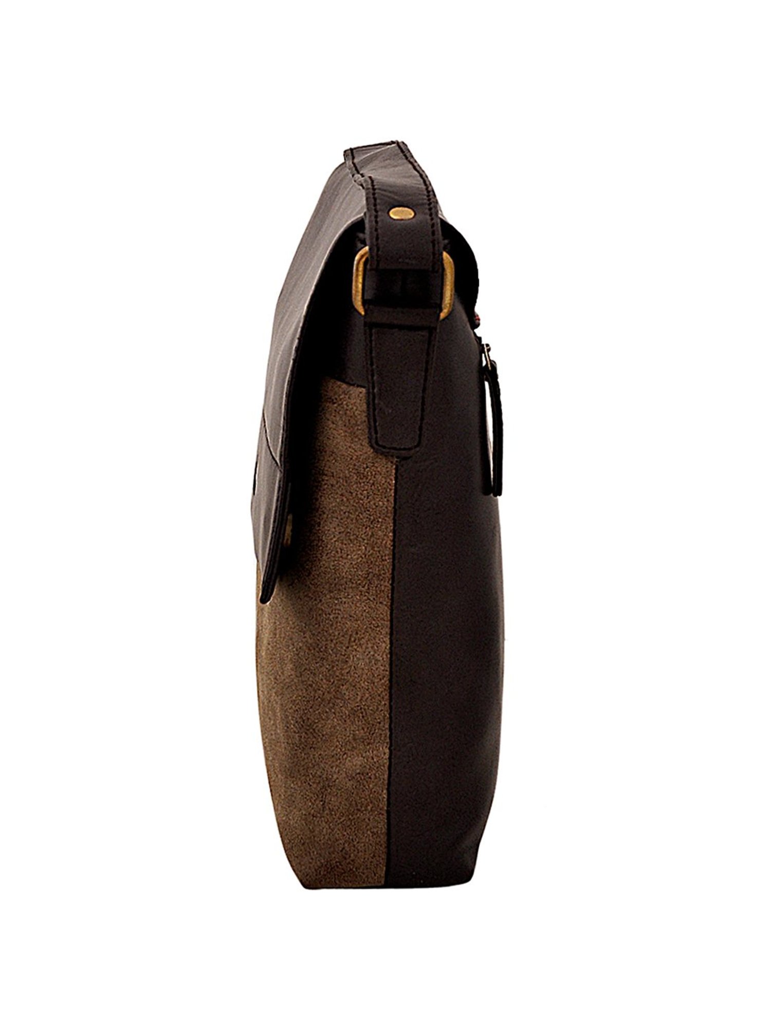 Yelloe Brown Solid Medium Cross Body Bag