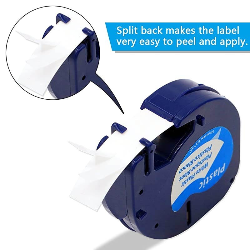 Compatible Label Tape Replacement for Dymo Letratag Refills Black on White Plastic Label Tape 91331 for LetraTag Label Maker, 1/2 Inch x 13 Feet, 12mm x 4m, 3 Pack