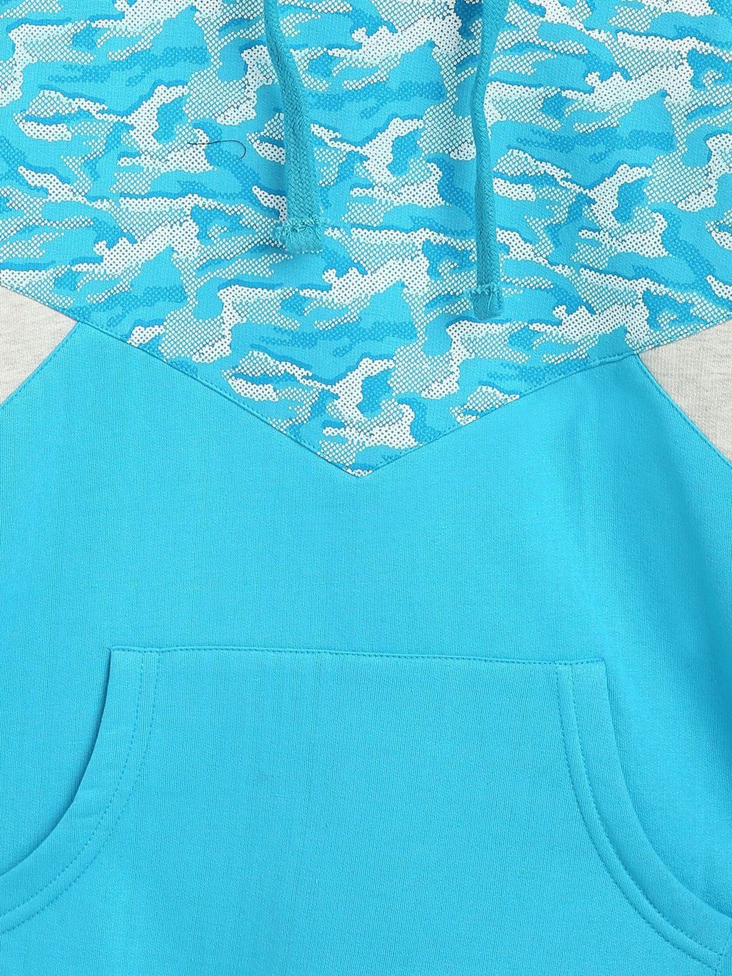 Li'l Tomatoes Kids Aqua Blue Cotton Camouflage Hoodie