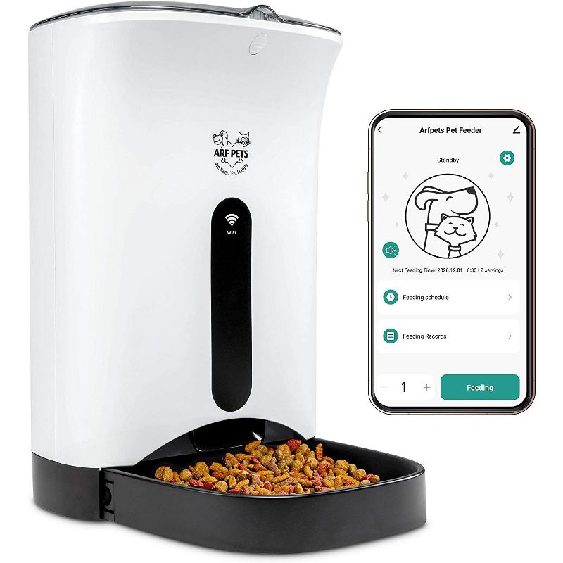 Arf Pets Smart Automatic Pet Feeder with Wi-Fi | Programmable Food Dispenser for Dogs & Cats with Easy App-Controlled Feed Timer, 18-Cup Capacity, Dishwasher-Safe Bowl & Bucket | for iPhone & Android
