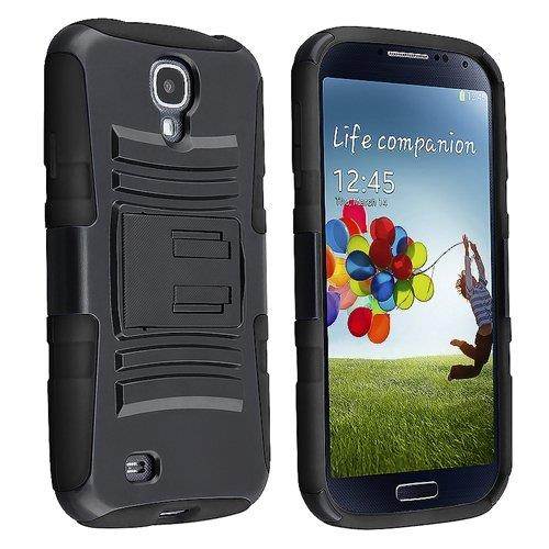 Dream Wireless Hybrid Case Skin Plus PC with H Style Stand for Samsung S4 - Retail Packaging - Black