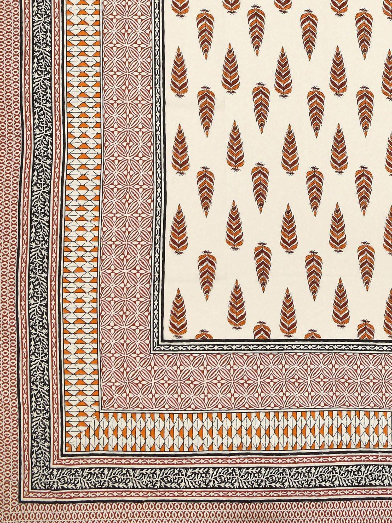 Aapno Rajasthan Evergreen Desert Brown & Orange Cotton 140 GSM Double Bedsheet With 2 Pillow Cover