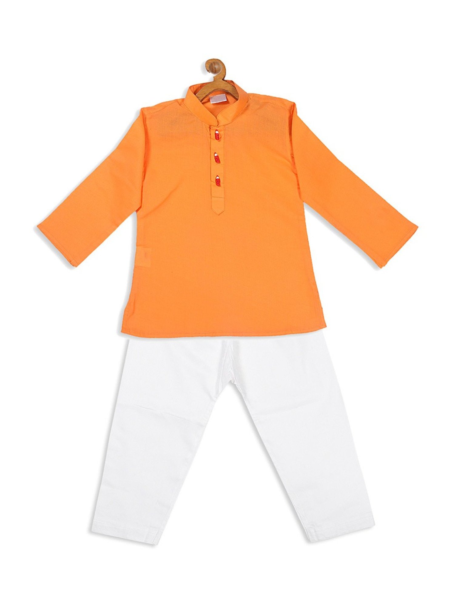 VASTRAMAY SISHU Orange & White Cotton Straight Fit Kurta Set