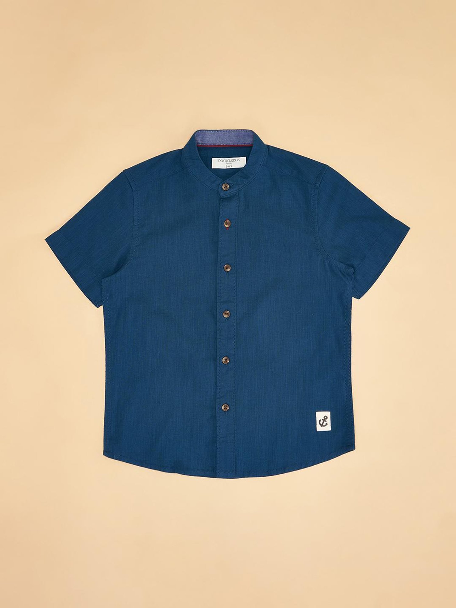 Mothercare Kids Blue Cotton Self Pattern Full Sleeves Shirt