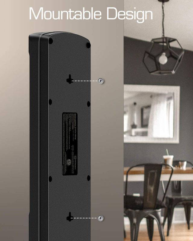 Power Strip,Witeem Surge Protector with 12-Outlet (1875W/15A,4360Joules) and 4 USB Charging Ports (5V/6A,30W),6Ft Extension Cord,Wall Mountable Overload Protection Outlet for Home & Office, Black