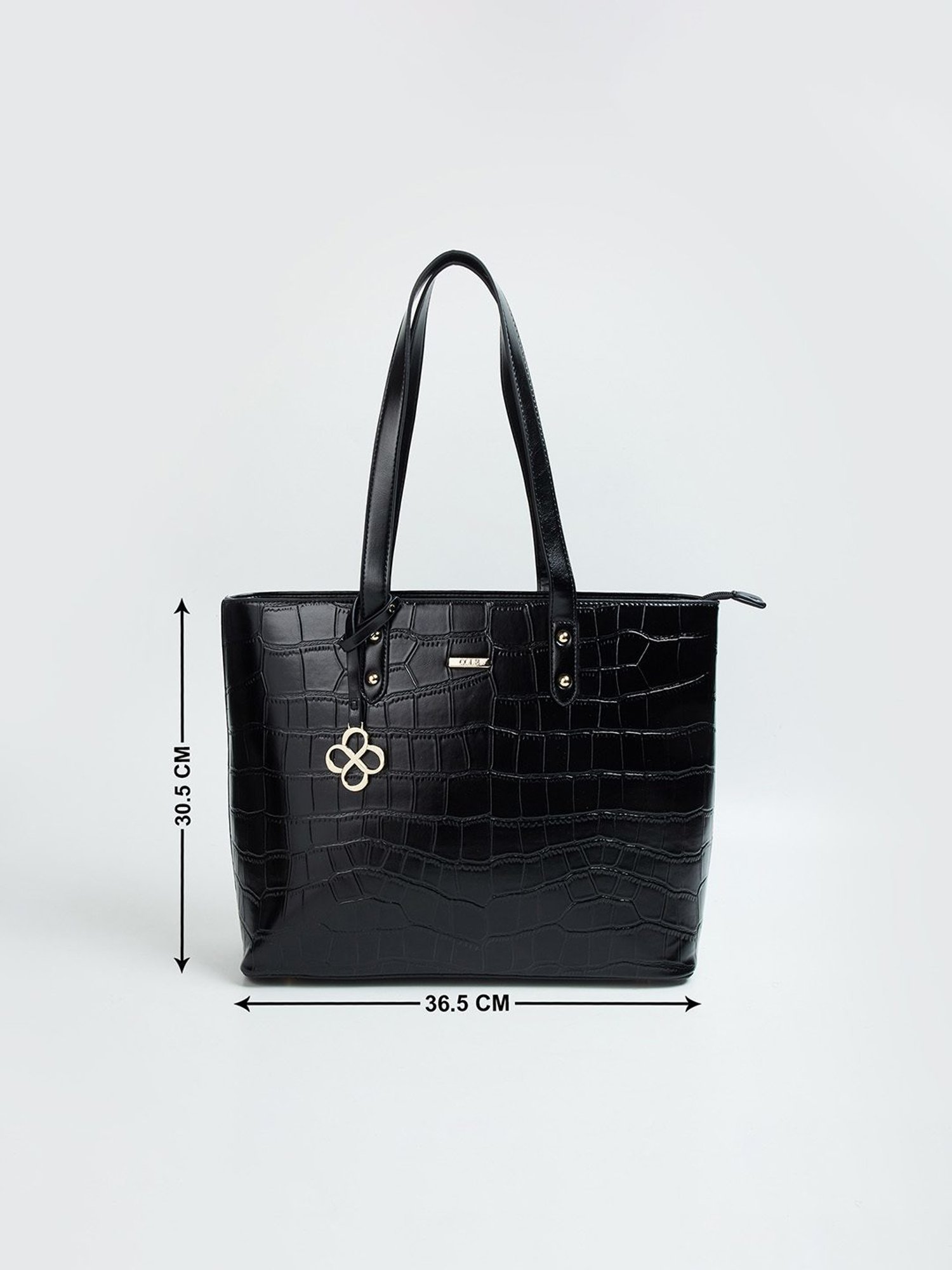 Code by Lifestyle Black Textured Tote Bag