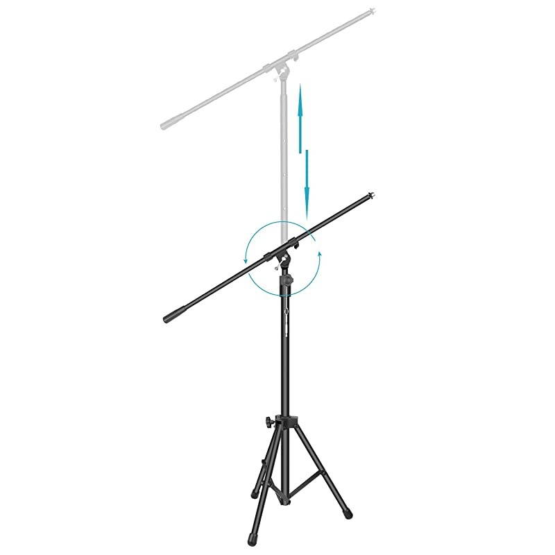 Compact Base Microphone Floor Stand with Mic Holder Adjustable Height from 39.9 to 70 inches Durable Iron-Made Stand with Solid Round Base Detachable for Easy Transport(Black)