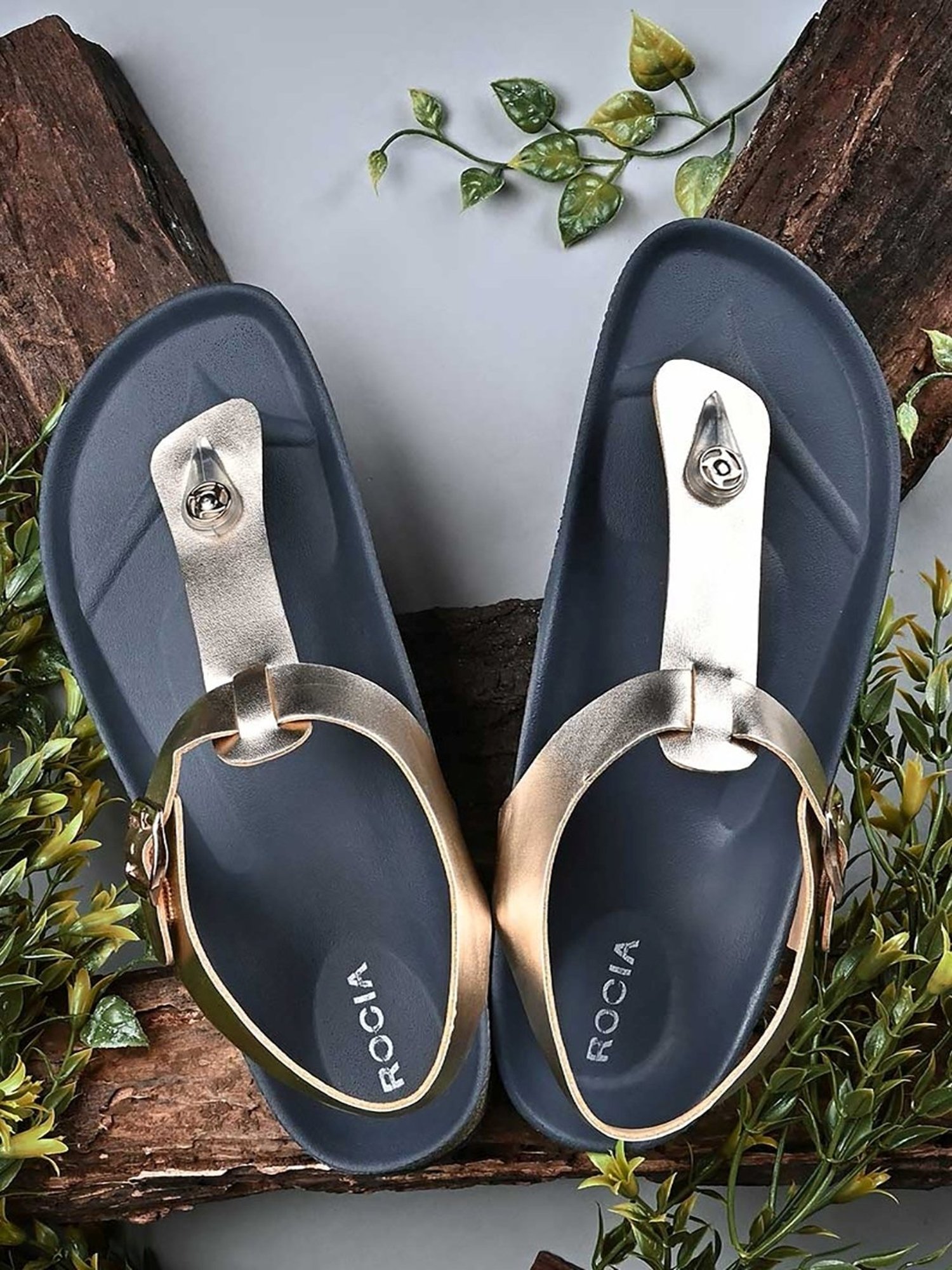 Rocia by Regal Women's Rose Gold Ankle Strap Sandals