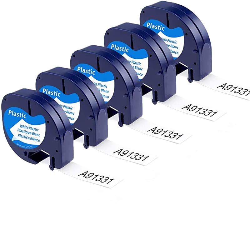 Pack Replace DYMO 91331 S0721660 LetraTag Labeling Tapes LT Black on White Plastic Label Tape for DYMO LetraTag 100H LT100T Plus Label Maker 12 Inch x 13 Feet