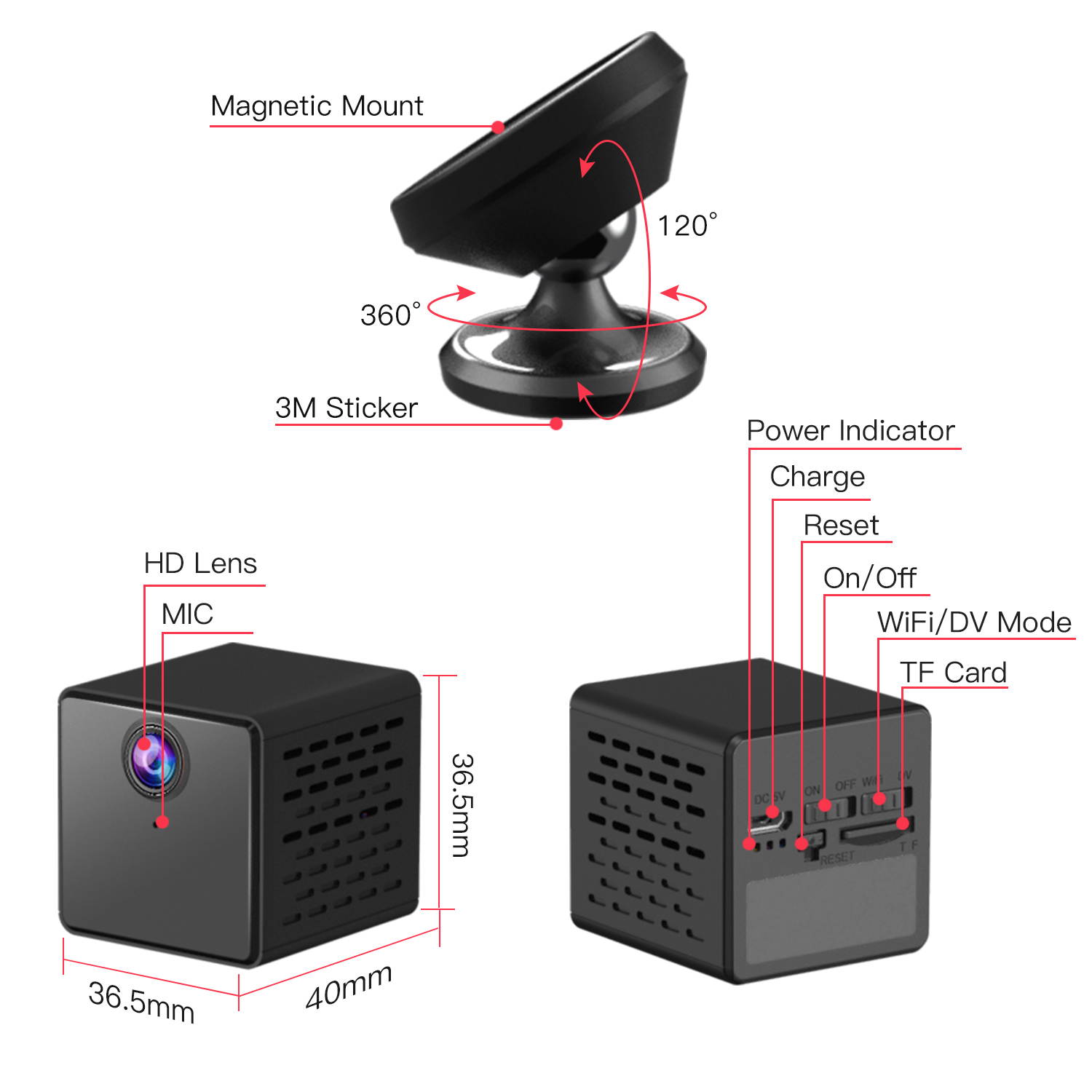 Vstarcam C90S Mini Spy Camera 1080P Mini IP Camera Built-in 150 Degree Wide Angle Night Vision CCTV Wifi Camera Baby Monitor , Rechargeable Battery, Flexible Magnetic Bracket with 64GB TF Card