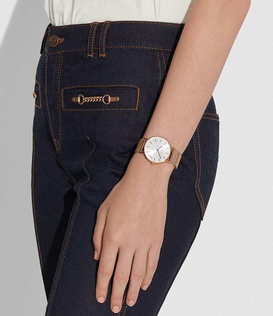 COACH Perry Rosegold Mesh Bracelet Watch