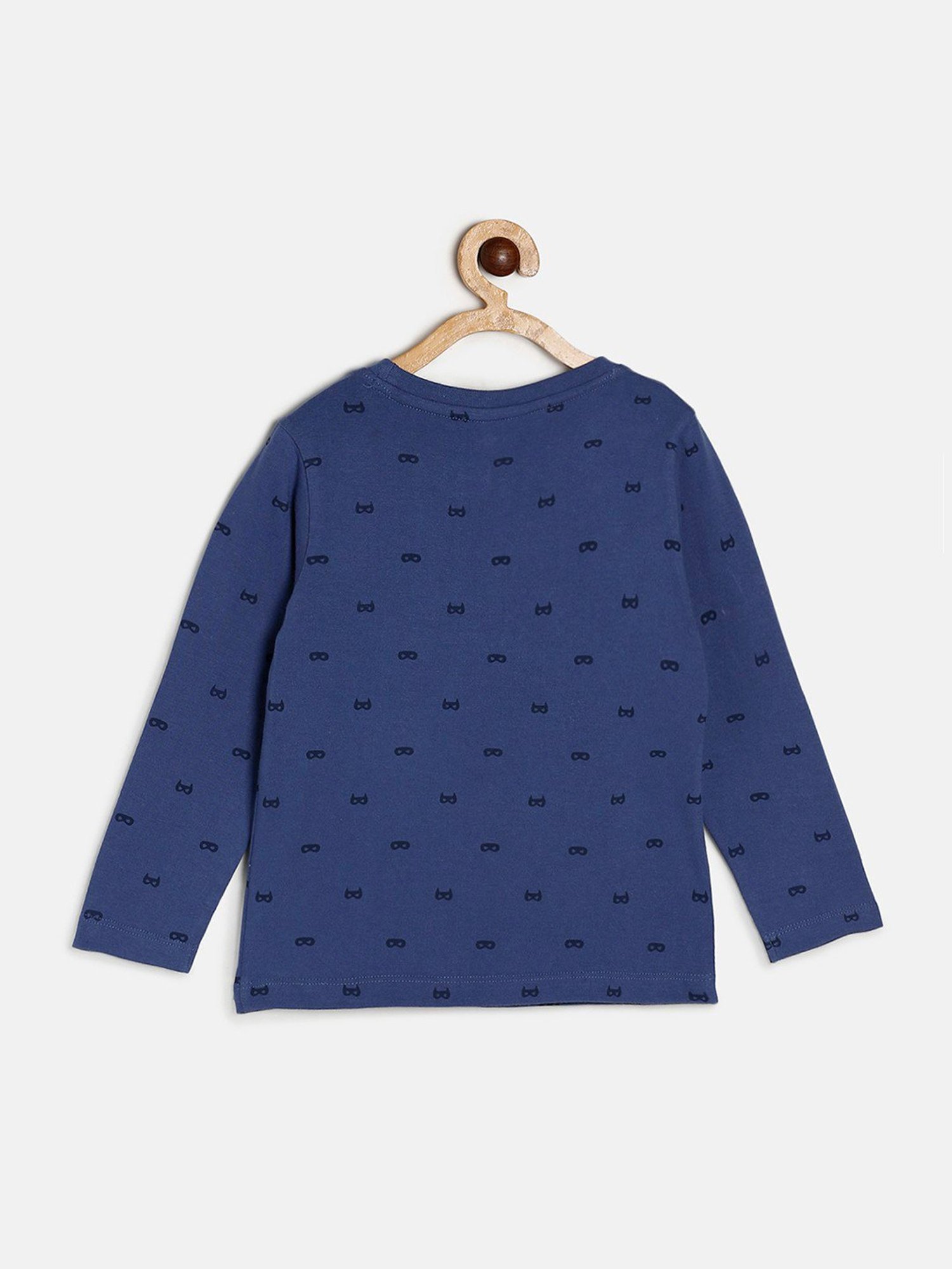 MINIKLUB Kids Blue Printed Full Sleeves T-Shirt