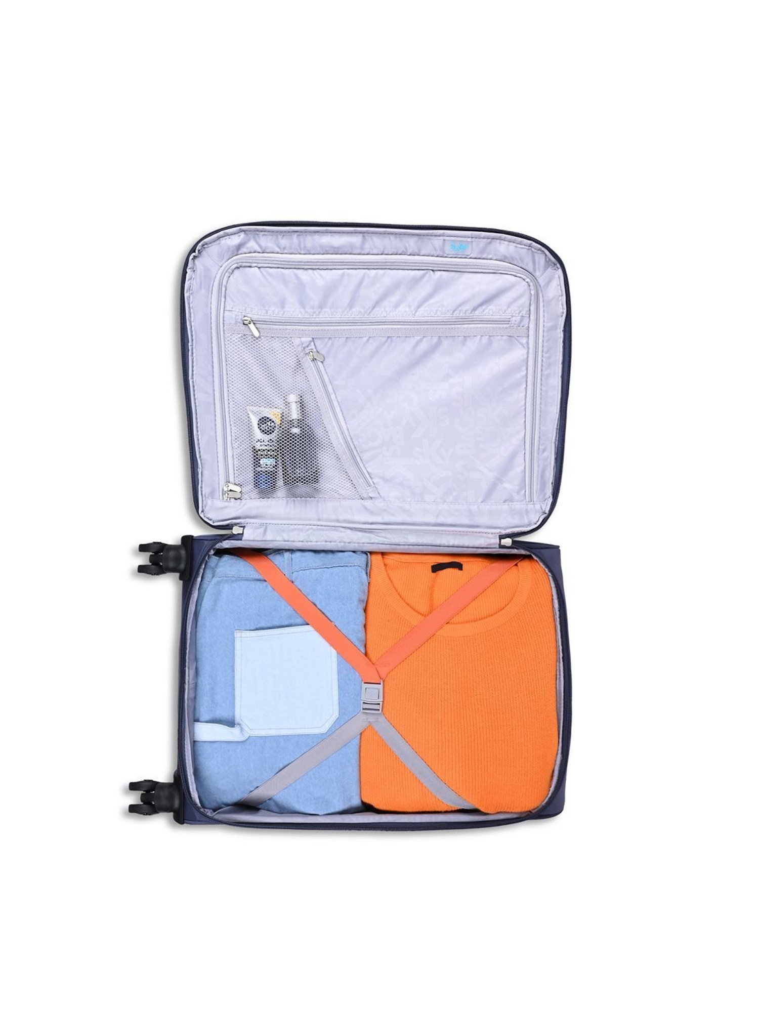 Skybags Chrysal Light Navy Blue Textured Trolley Bag Pack of 2 - 66 cm & 77 cm