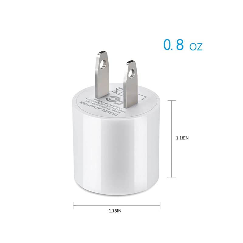 USB Wall Charger 5V1A 3Pack ETL Listed Wall Charger Brick Base Adapter Charging Block Charger Cube Power Plug Charger BoxBWhite