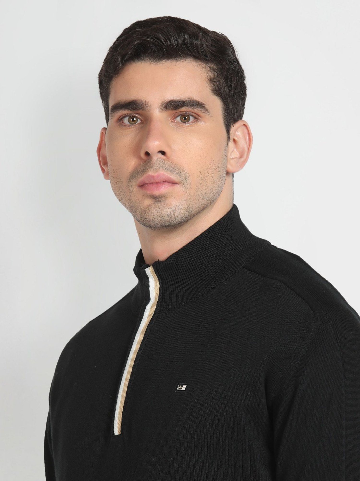 Arrow Sport Black Cotton Regular Fit Sweater