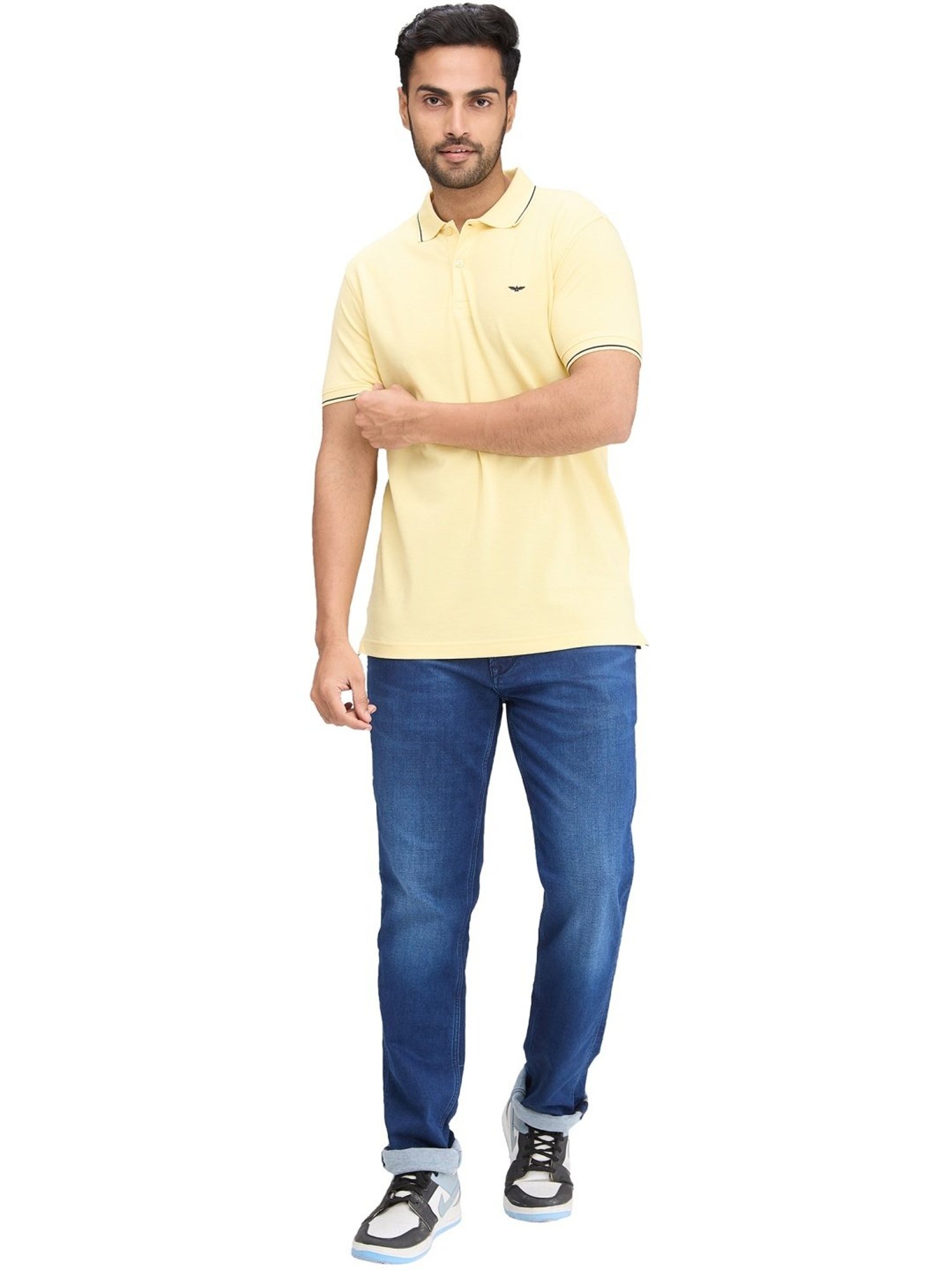 Park Avenue Yellow Slim Fit Polo T-Shirt