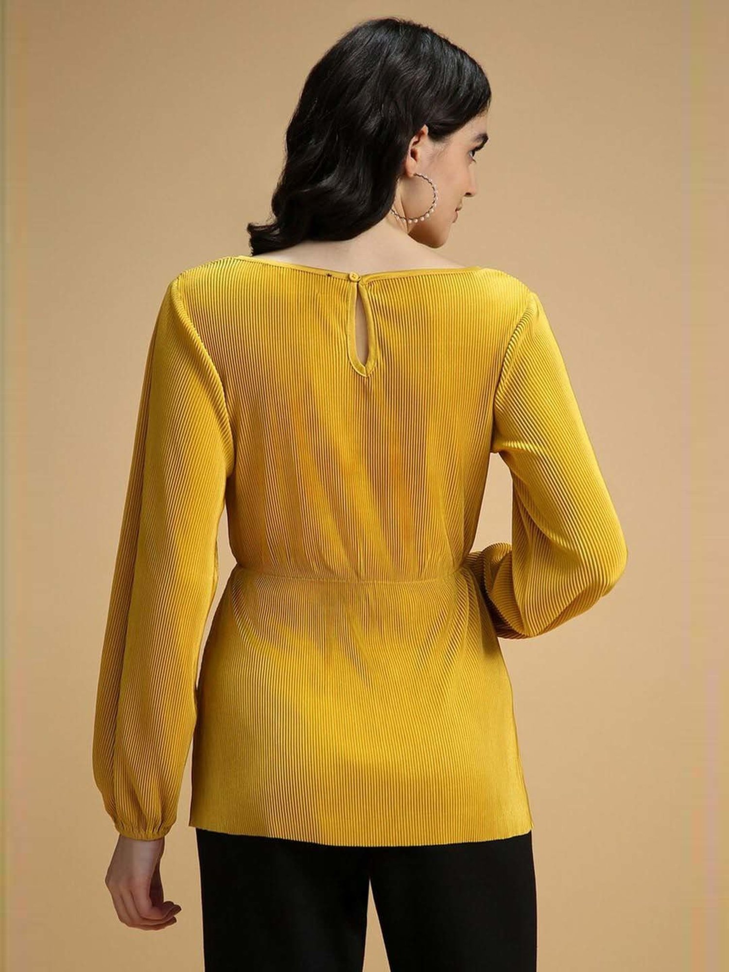 Forever 21 Yellow Pleated Top