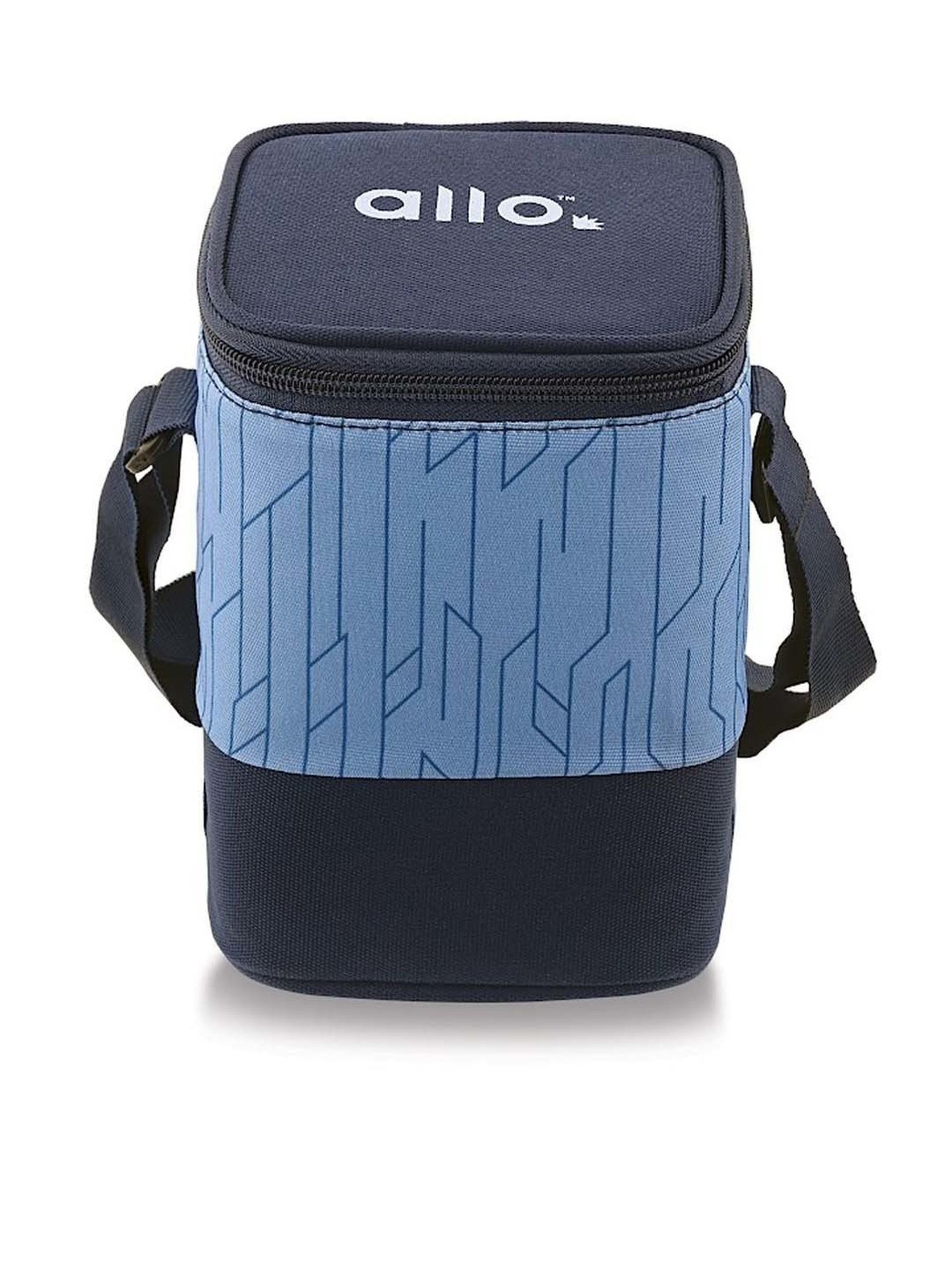 Allo Borosilicate Glass Lunch Box Microwave Oven Safe With Detachable Lock and Space Blue Tiffin Bag