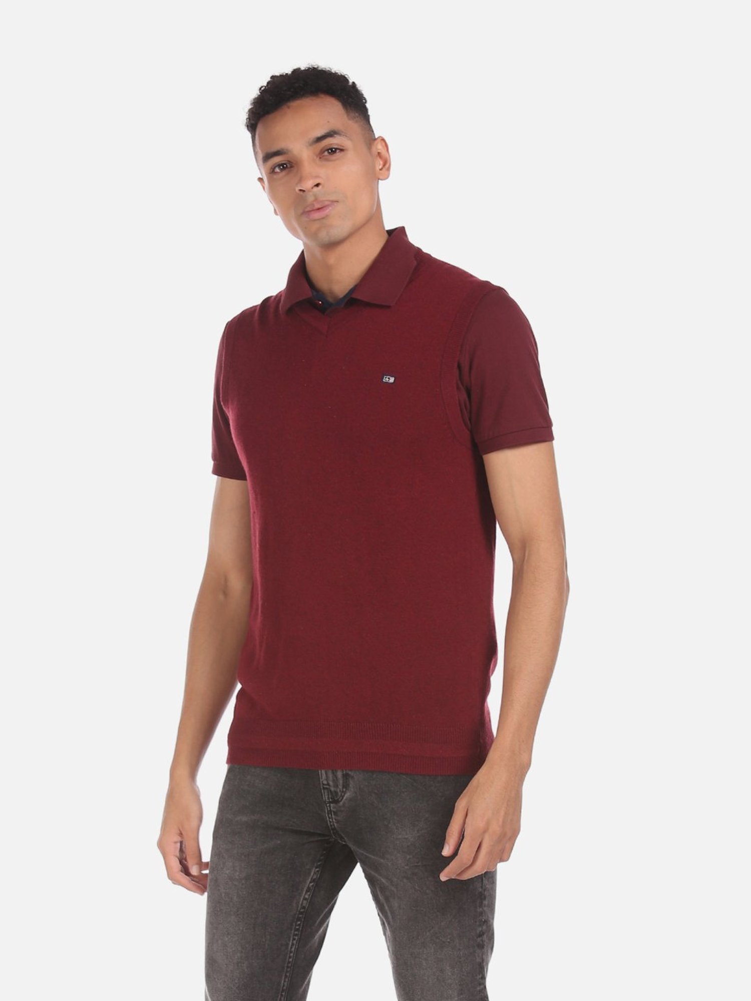 Arrow Sport Maroon Regular Fit Sweater