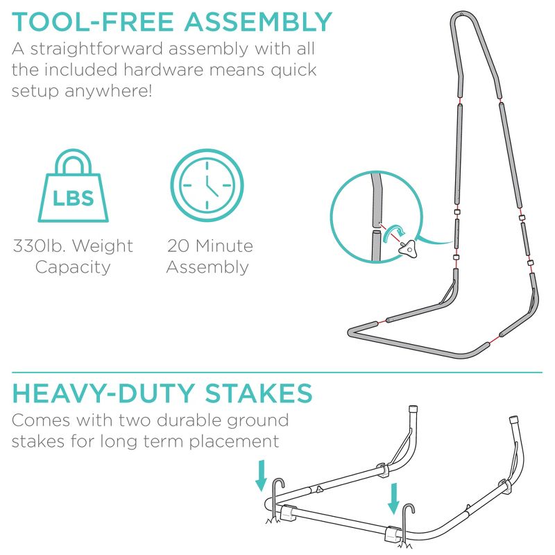 Best Choice Products Adjustable Curved Stand for Hammock Chairs and Swings - Black