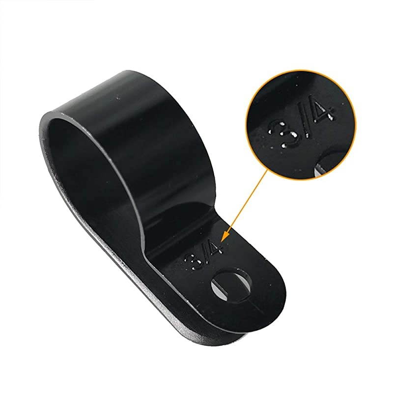 Cable Clamp 200 Pcs Black Nylon Screws Plastic RType Cable Clamp Clips Fasteners Assortment for Cable Conduit 6 Sizes 316quot to 1quot