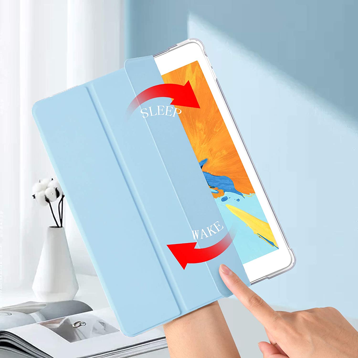 Mazepoly Compatible for Apple iPad 10.2 inch 8th/7th Generation 2020/2019 Case with Apple Pencil Holder, Slim Soft Silicone Smart Trifold Stand Protective Cover Case (Dark Green)