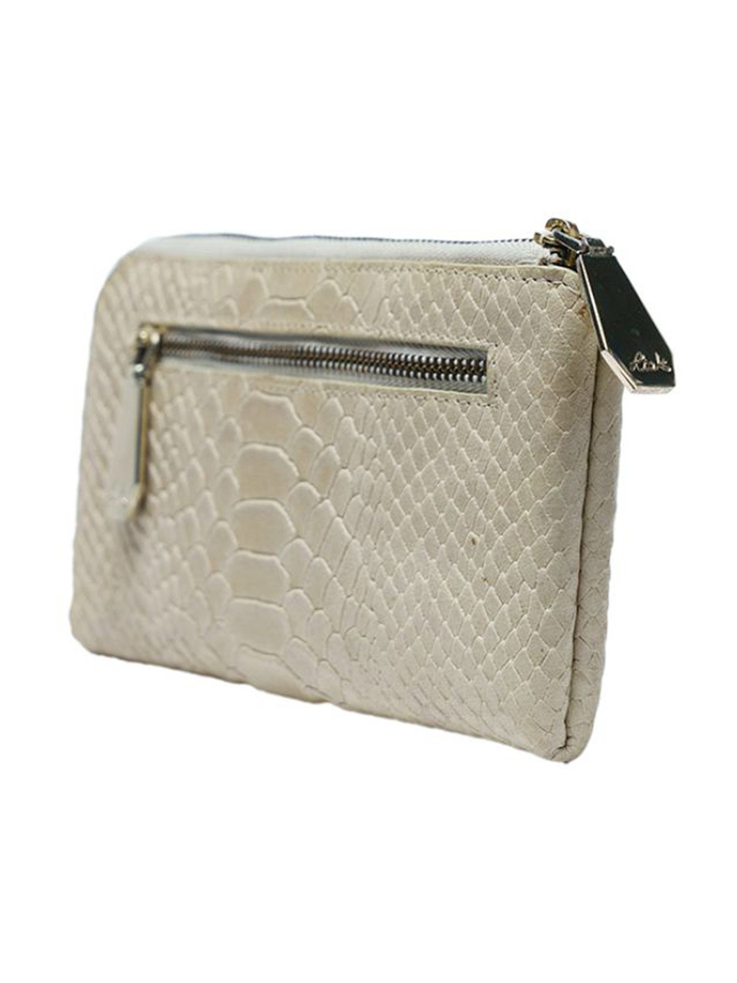 RI2K London Cream Leather Animal Effect Zip around Wallet