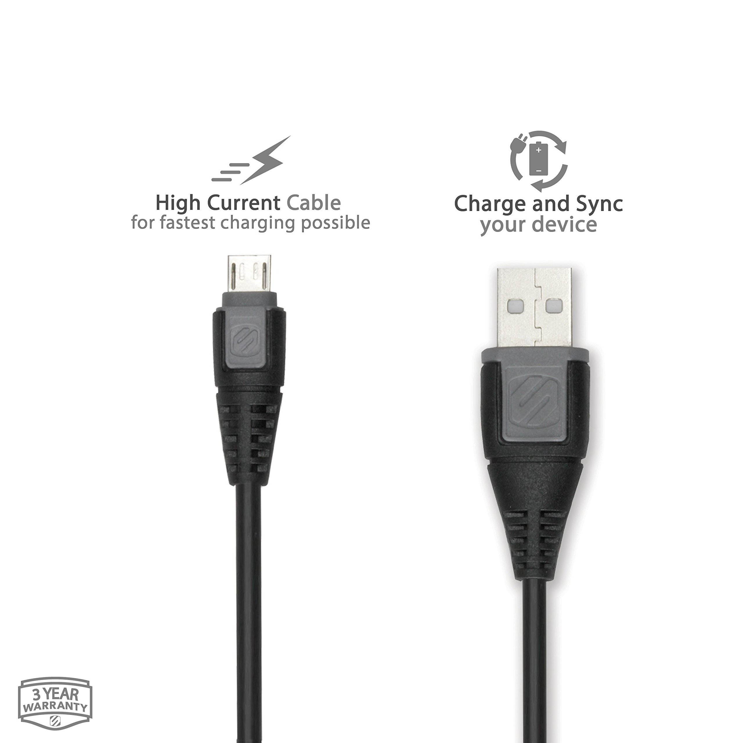 SCOSCHE USBM3 Syncable Micro Charge & Sync Cable for ALL micro-USB Devices 3-ft. Black/Gray