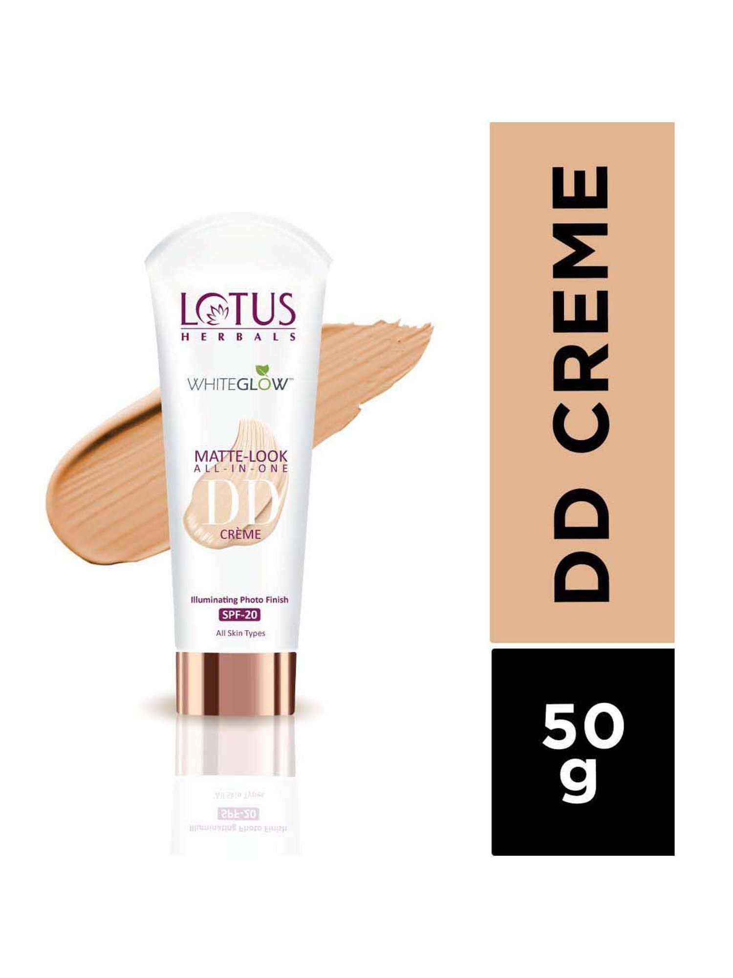 Lotus Herbals Whiteglow Matte Look All In One DD Creme SPF 20 Natural Beige - 50 gm