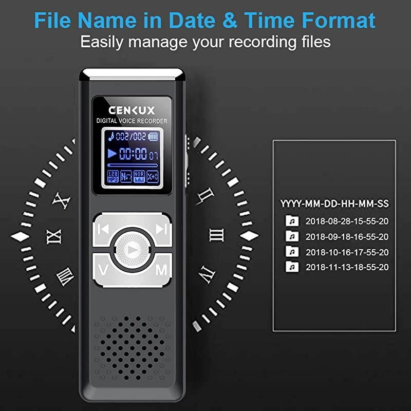 Digital Voice Recorder, 8G Double Microphone Noise Reduction Audio Voice Activated Recorder,Portable Sound Recorder MP3 Player for Lectures/Meetings/Interviews/Learning