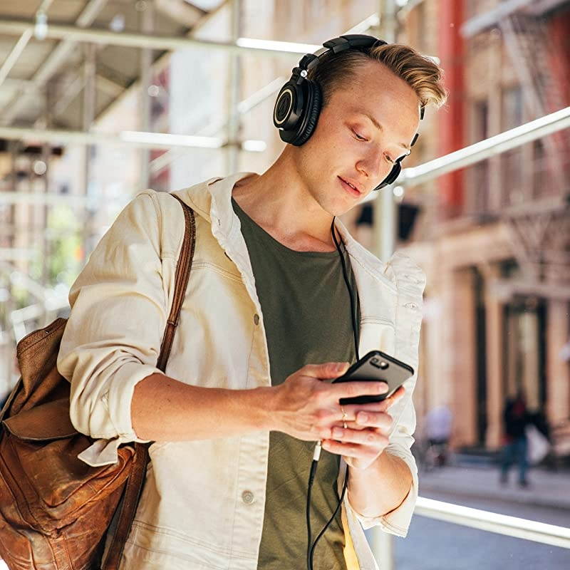 ATH-M50X Professional Studio Monitor Headphones, Black, Professional Grade, Critically Acclaimed, with Detachable Cable