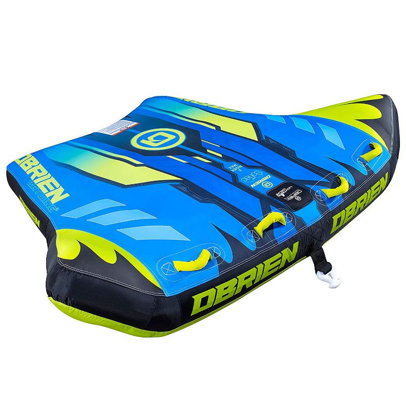 O'Brien 2211501 Bat Wing Deck Series 2 Person Inflatable Towable Water Sports Tube for Boating with Quick Connect Tow Hook, Blue