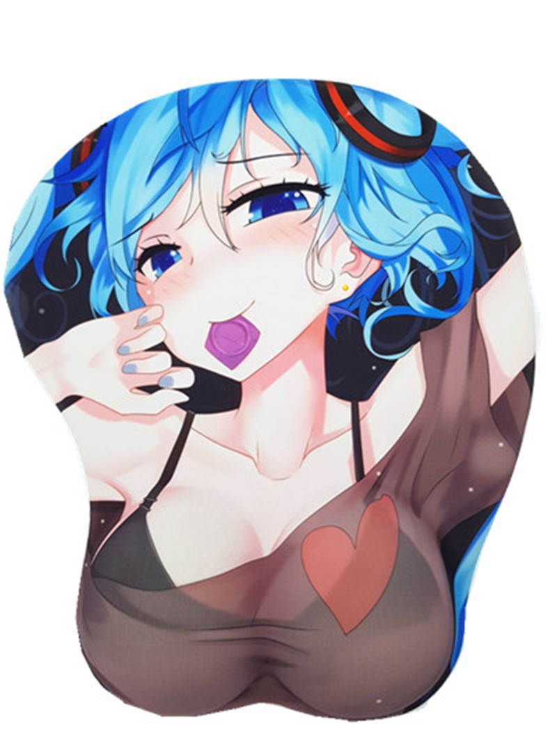 "Hatsune Miku" Anime 3D Mouse Pad Soft Breast Chest Gaming Mousepad with Wrist Rest Silicone gel filled 2way fabric