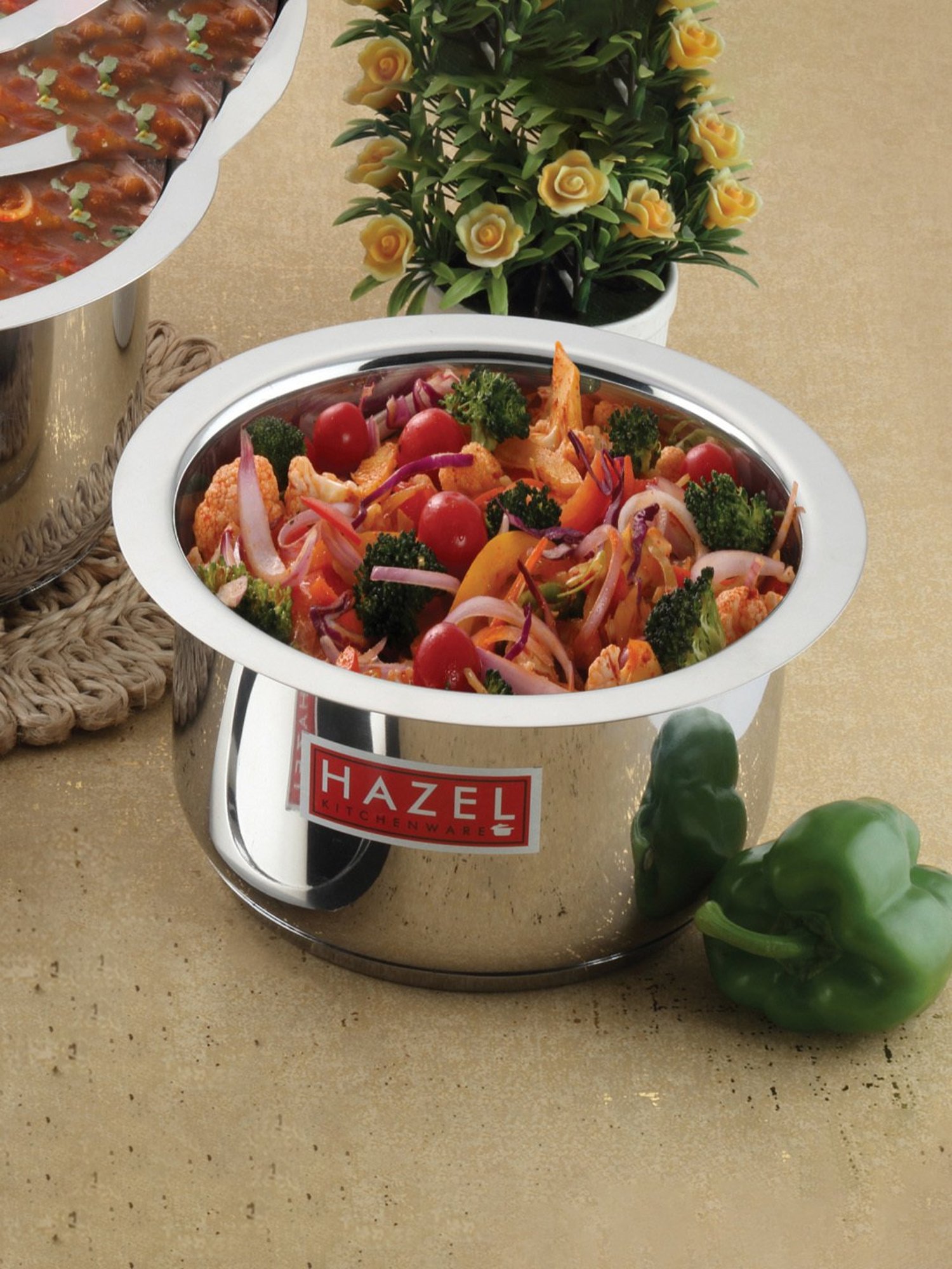 HAZEL Silver Induction Bottom Tope Stainless Steel Patila - 17.7 cm (2500 ml)