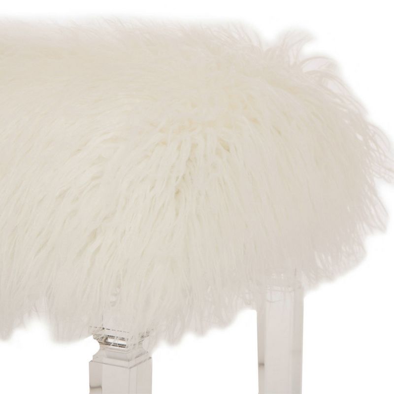 Oversized Faux Fur Acrylic Bench White - Glitzhome
