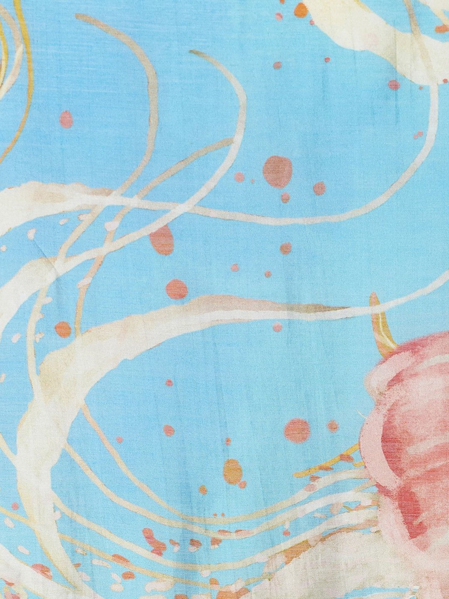 Navyasa Powder Blue liva Organza Abstract Printed Saree With Coordinated Unstitched Blouse Piece