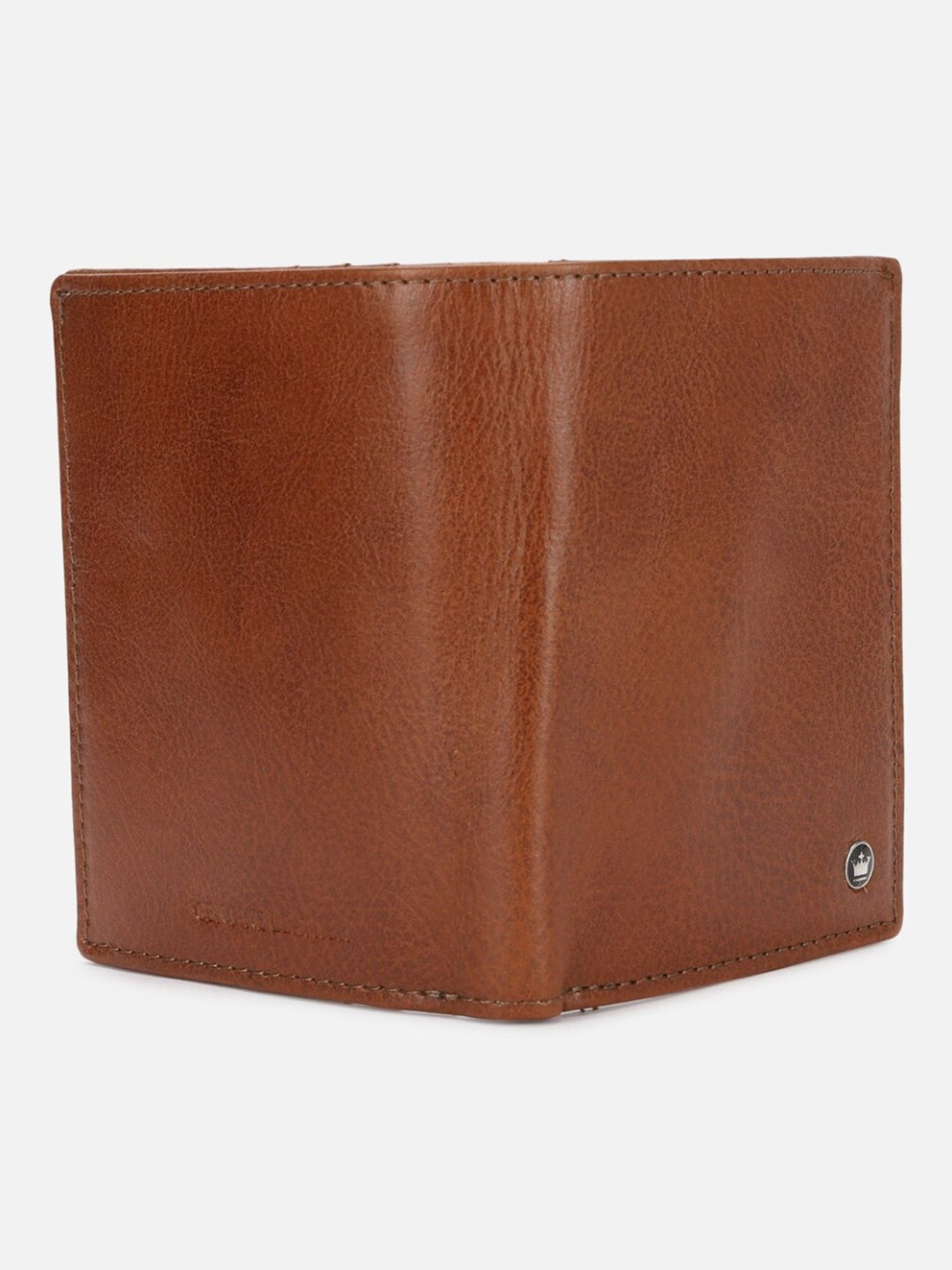 Louis Philippe Brown Leather Solid Bi-Fold Wallet