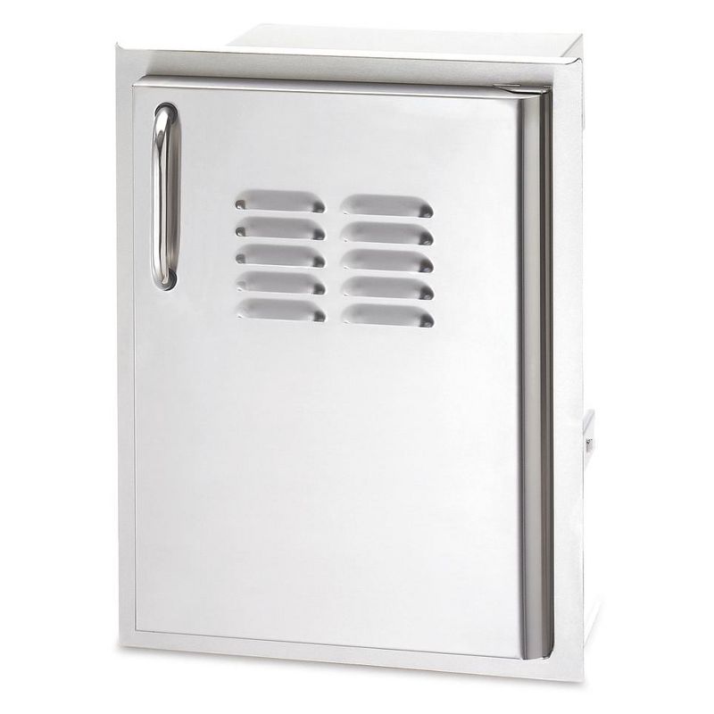 AOG  14-Inch Left Hinged Single Access Door With Tank Tray & Louvers  20-14-SSDLV.