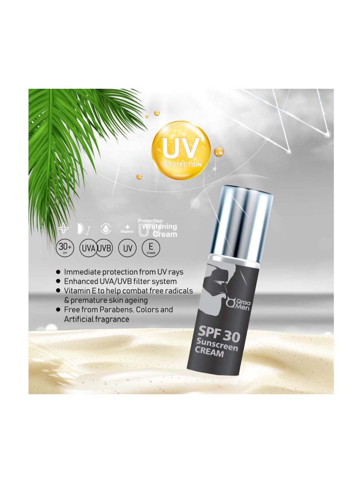 Qraa Men Spf 30 Pa+++ Sunscreen - 100 gm