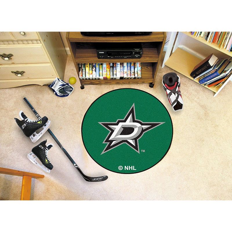 NHL Hockey Puck Shaped Round Accent Rug - Dallas Stars.